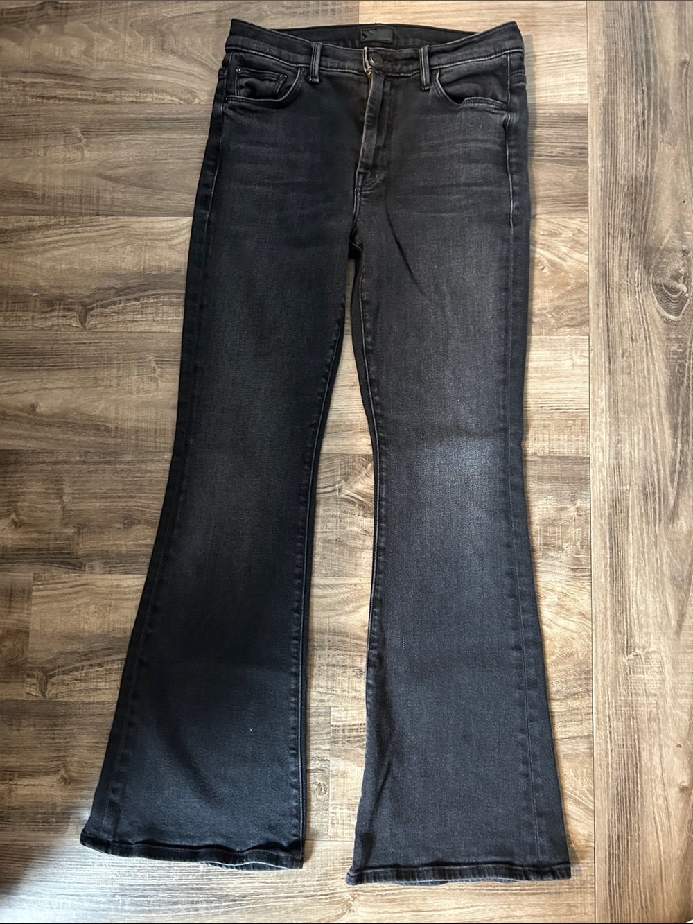 MOTHER Black Washed Flare Jeans